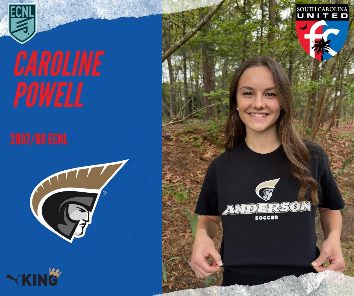SCUnited_FC's tweet photo. Congratulations to Caroline Powell (2007/08 Girls ECNL) for committing to play at Anderson University!
#SCUFC #WearTheBadge https://t.co/4ez3jcAiPZ