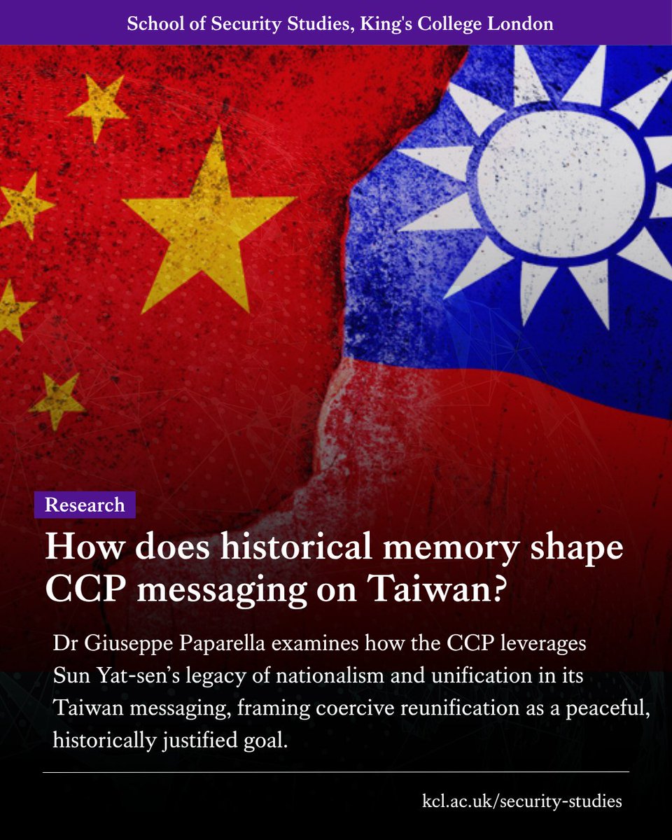warstudies's tweet image. In his new article "Coercing Taiwan", Dr @giuspaparella examines how the #CCP leverages Sun Yat-sen’s legacy of nationalism and unification in its #Taiwan messaging, framing coercive reunification as a peaceful, historically justified goal.

🔗Read: bit.ly/4vg3gKm