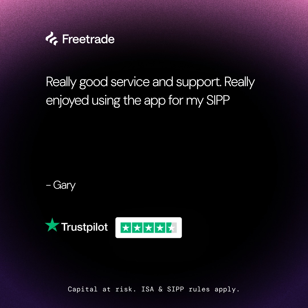 freetrade's tweet photo. Join 1.6 million UK users on Freetrade.

Capital at risk. ISA &amp; SIPP rules apply.