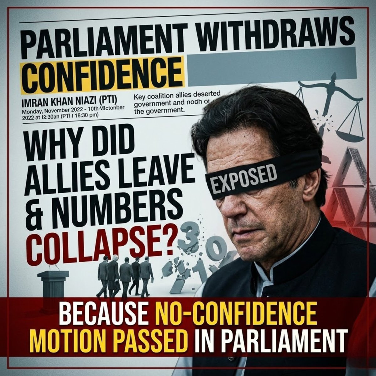 DrAmmaraNaqvi's tweet photo. Ask the real question:
Why did allies leave and numbers collapse?
Because Parliament withdrew confidence.
#9thAprilReality #PTIExposed #Pakistan https://t.co/LBHEybVbEk