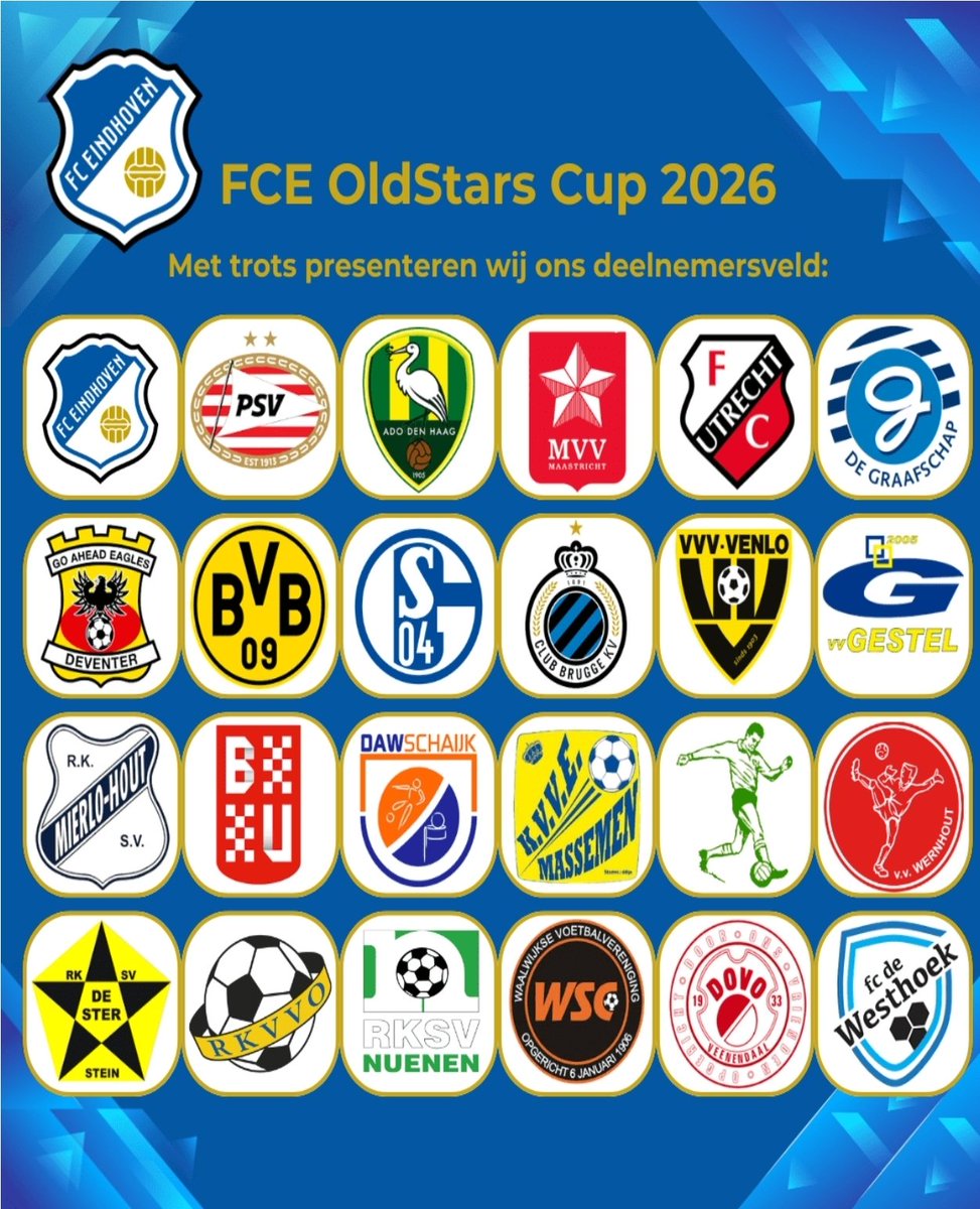 Op 30 april 2026 neemt FC De Westhoek'20 Oldstars deel aan het toernooi van FC Eindhoven. 
Ze zitten bij FC Utrecht, VVV Venlo,  Club Brugge, DOVO en DAW Schaijk in de poul.

Bijgevoegd alle deelnemende teams: