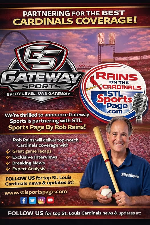 GatewaySports_'s tweet photo. We’re proud to announce a new partnership with @StLSportsPage .
At Gateway Sports, our goal is to deliver Cardinals fans credible, informed, and high-quality coverage — and this partnership is a major step in that direction.
For years, @RobRains  has been one of the most respected voices covering the St. Louis Cardinals and member of the Missouri Sports Hall of Fame. His work has consistently reflected the professionalism, insight, and trust that fans value, whether through detailed game recaps, postgame interviews, or thoughtful day-to-day coverage of the club.
In an era where speed often gets prioritized over accuracy, Rob’s approach continues to stand out. His coverage is rooted in experience, credibility, and respect for the game — values that align perfectly with what we want Gateway Sports to represent.
We’re excited to work alongside Rob and bring Cardinals fans the kind of coverage they deserve.
* Visit https://t.co/vmS35a0Hpc | https://t.co/6MxeC16PIy  | @StLSportsPage on X | @RobRains @MikeRains88 | @solomonsside
#STLCards #Cardinals #GatewaySports #STLSports #RobRains