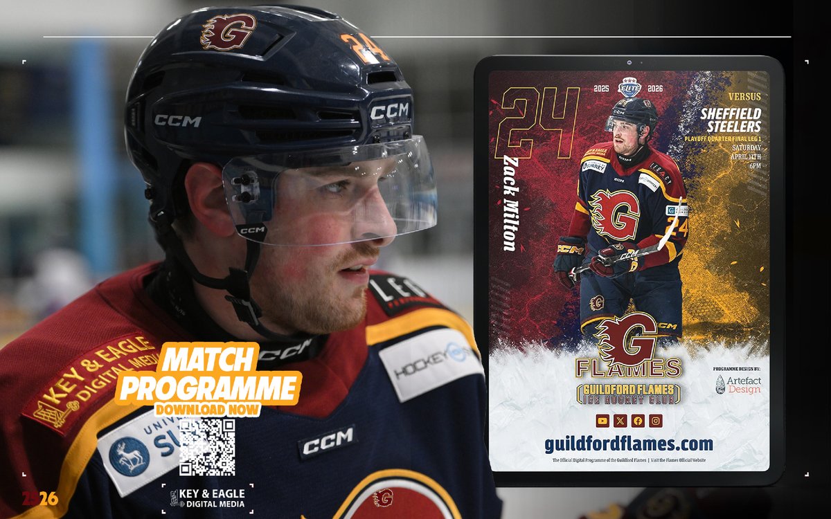 flamesicehockey's tweet image. Grab your Digital Match Programme for this weekend’s upcoming playoff fixture against Sheffield Steelers now! 🔥

📰 shorturl.at/8FtLR

#Guildford | #FlamesIHC | #IceHockey