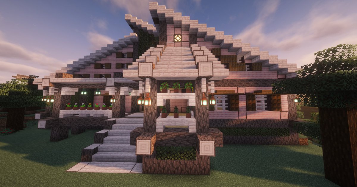 from_shawshank's tweet image. 桜ブロックを使ってお家を建ててみました！🏗😆

#Minecraft #マイクラ #マインクラフト