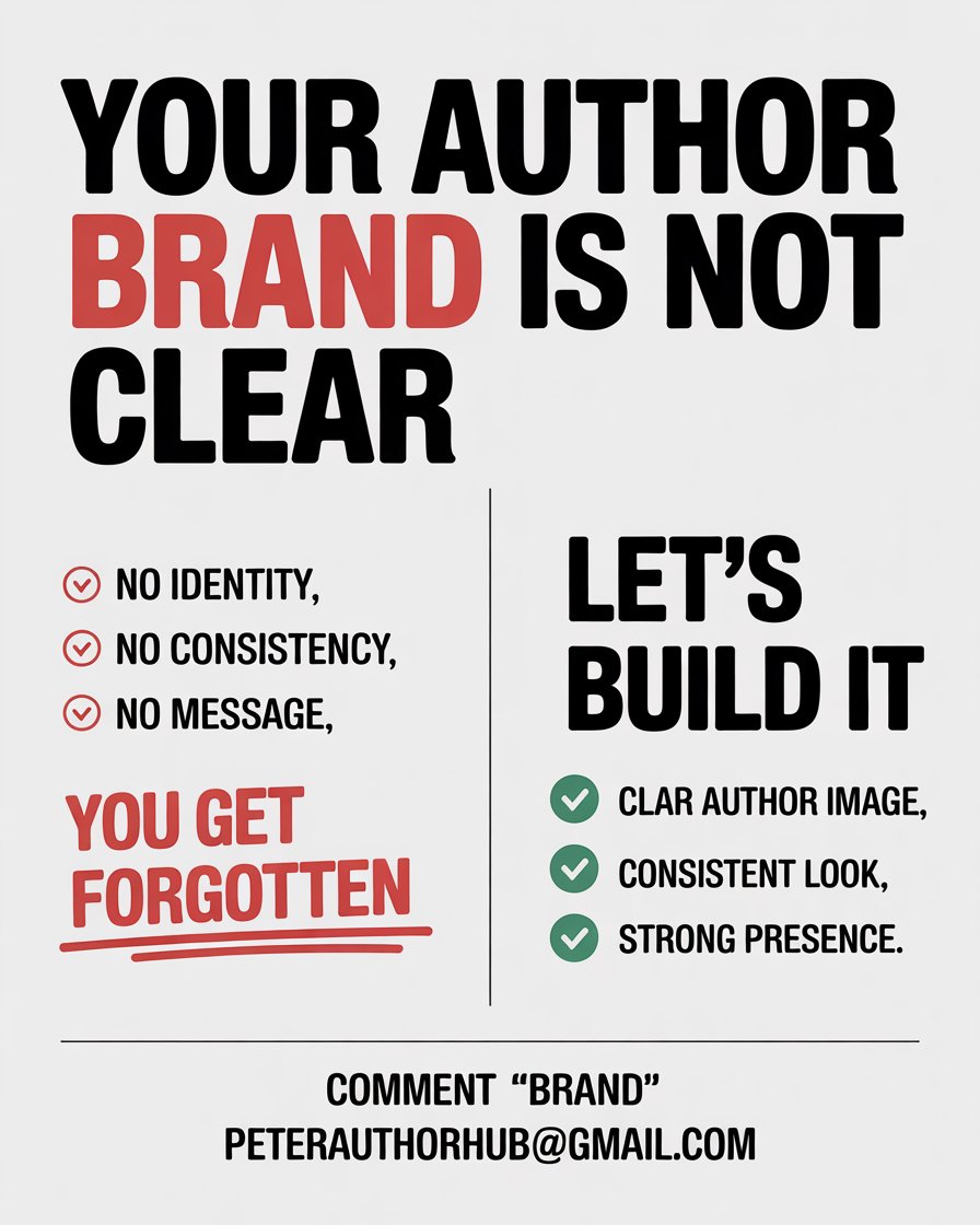 peterkdpmastery's tweet photo. Readers follow authors they remember.

If your brand is not clear, growth is slow.

Comment BRAND
or email peterauthorhub@gmail.com

#authorbranding #indieauthorlife #peterauthorhub https://t.co/9akWoEbm39