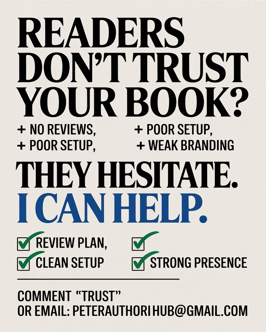 peterkdpmastery's tweet photo. No trust = no sales.

Readers need proof before buying.

Comment TRUST
or email peterauthorhub@gmail.com

#bookreviews #authorbranding #peterauthorhub https://t.co/oXyNOX2cFL