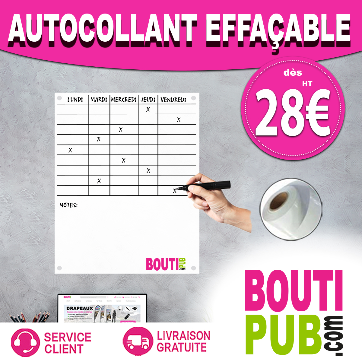 BoutiPub's tweet photo. 👉 Un seul support pour organiser toute votre communication interne.
Planning, tâches, infos d’équipe… écrivez, effacez et adaptez vos messages en temps réel sans réimprimer. 
👉 https://t.co/Uk1d5hcYgW https://t.co/Xm386hUeUO