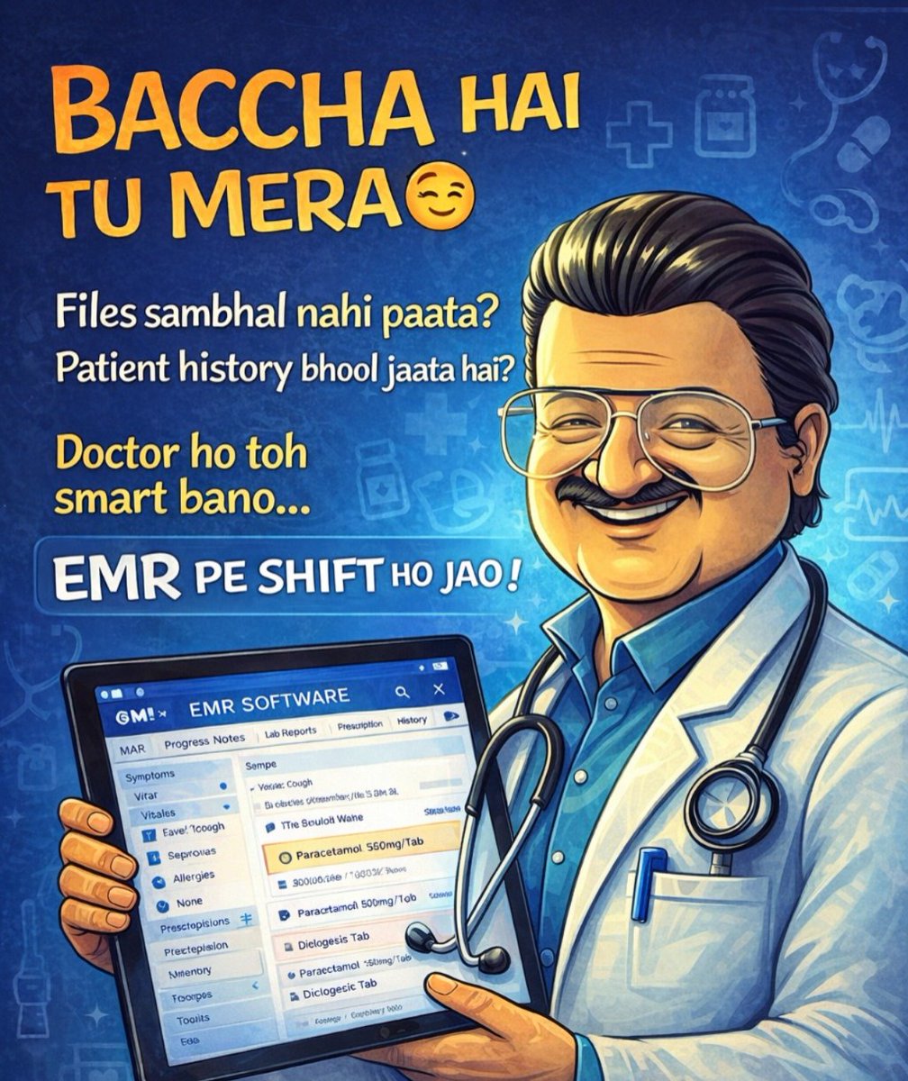 doctorsapp01's tweet image. Baccha nahi ho ab… upgrade ho jao 👨‍⚕️📱
Paper files chhodo, EMR pe shift karo aur clinic ko smart banao.
Saare patient records – ek jagah, ek click mein.
#DoctorsApp #EMRSoftware #DigitalClinic #SmartDoctor #HealthcareTech #ClinicManagement