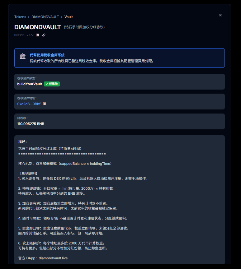 DVcommunity_'s tweet photo. 🔒 DiamondVault — 安全透明不是口号，是我们每天在做的事

别的项目说"安全"，靠的是嘴。 我们说"安全"，经Flap团队代码审核，获得"低风险"认证。
https://t.co/ApXotQgVkE https://t.co/A9Vz6Kz61e