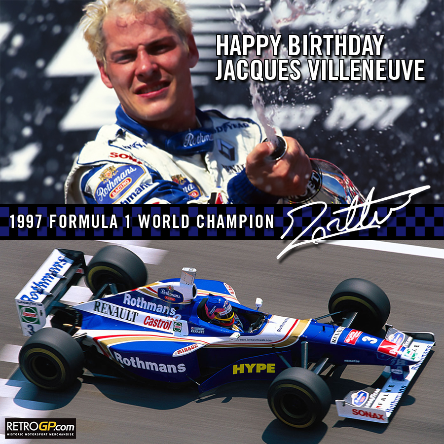 RetroGP_Store's tweet photo. Happy Birthday to Jaques Villeneuve who turns 55 today 🎉 In 1996 he joined Williams and after almost becoming #F1 champion in his debut season, won the title in 97 at the decider in Jerez 🏆 
https://t.co/F27I4i1ZUL

#jacquesvilleneuve #WilliamsF1 #formula1 #retrogp https://t.co/DsvXJNlib2