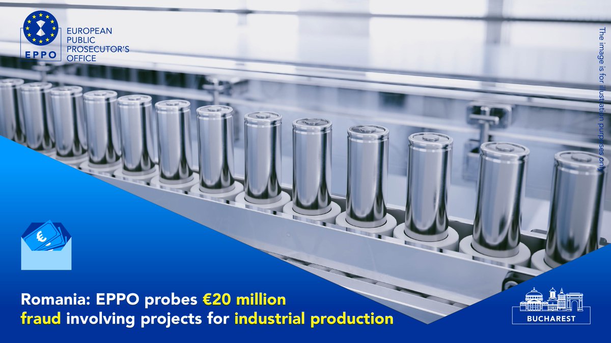 The EPPO in Bucharest 🇷🇴 carried out searches in an investigation into possible fraud involving two EU co-funded projects for the manufacture of lithium-ion battery units and metal modular structures, amounting to approximately €10 million each. 
More: eppo.europa.eu/en/media/news/…