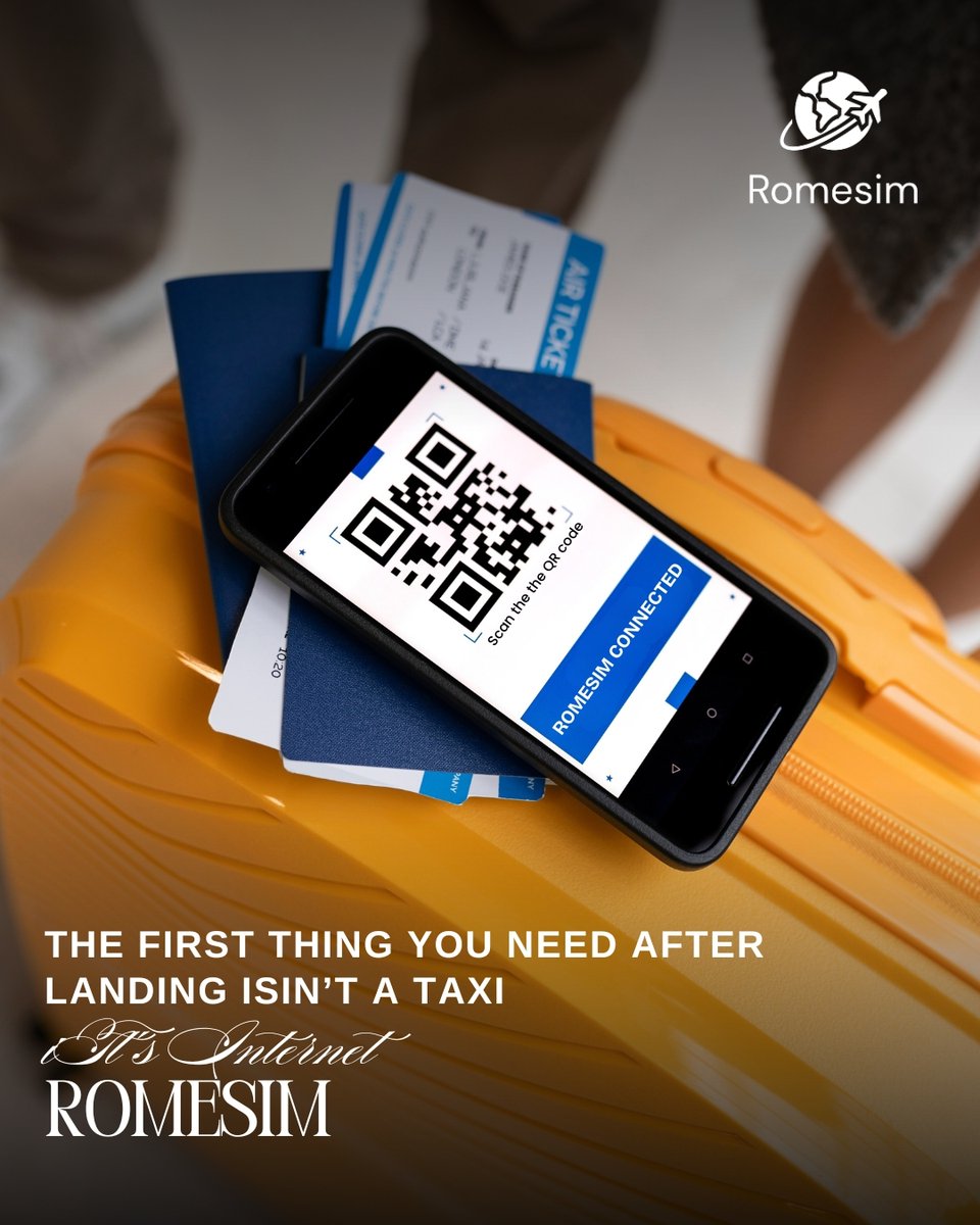 Romesim_World's tweet image. The first thing you need after landing isn’t a taxi. It’s internet ✈️📶

Stay connected instantly with ROMESIM, wherever you land.

Get your eSIM now at romesim.com
Need help? DM us anytime.

#ROMESIM #TravelSmart #eSIM #InternationalTravel