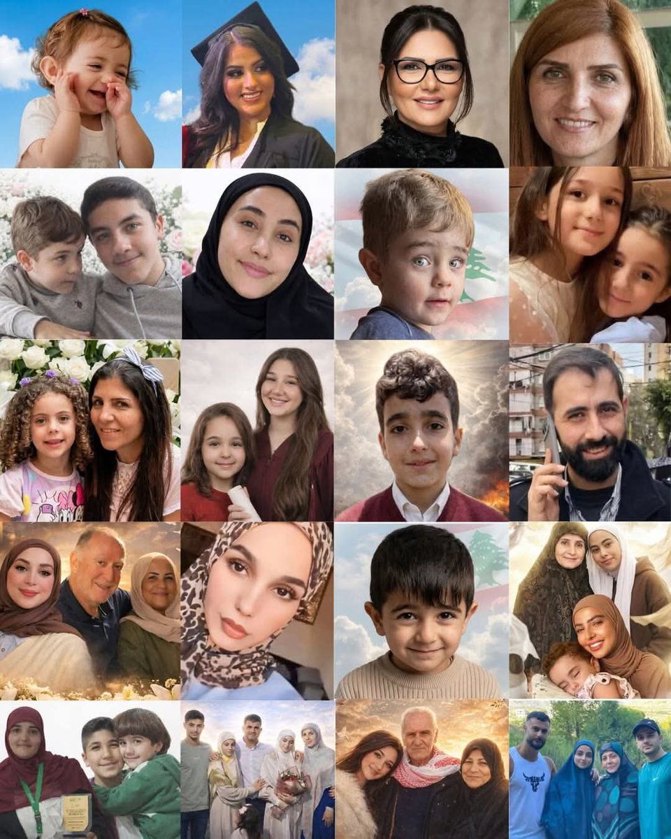 SuppressedNws1's tweet photo. Lebanese civilians, Men, Women and children killed by Israel in 10 minutes of airstrikes yesterday in Lebanon.

Each one of them had a soul, a dream and a future.

Israel is deliberately targeting civilians.

Sources: BntJbilOrg - @ImaneIbrahim1 https://t.co/WWPCBPogut