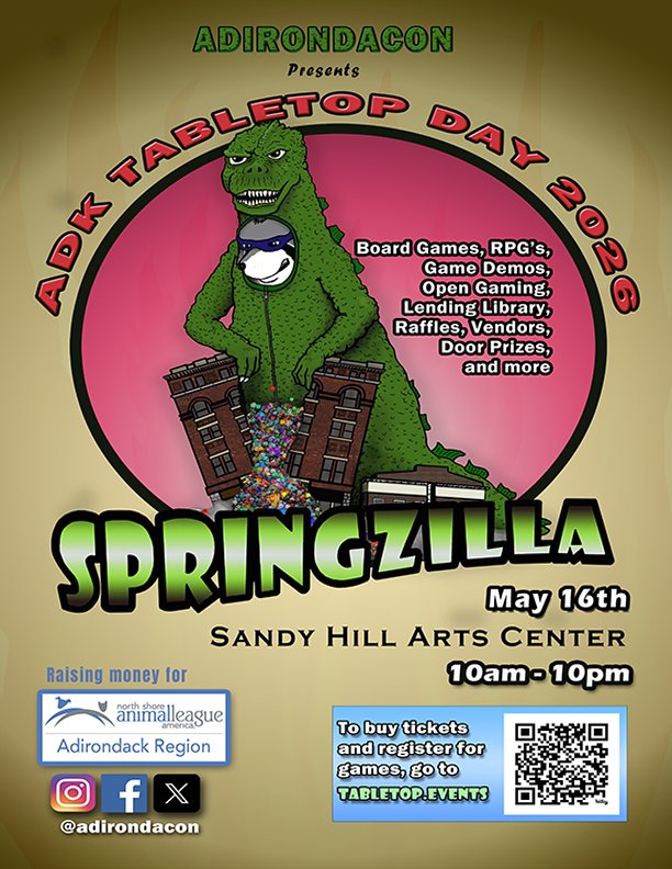 May 16th! Badge Sales are open and game sign-ups begin next week! #Adirondacon #adktabletopday #adkgamers