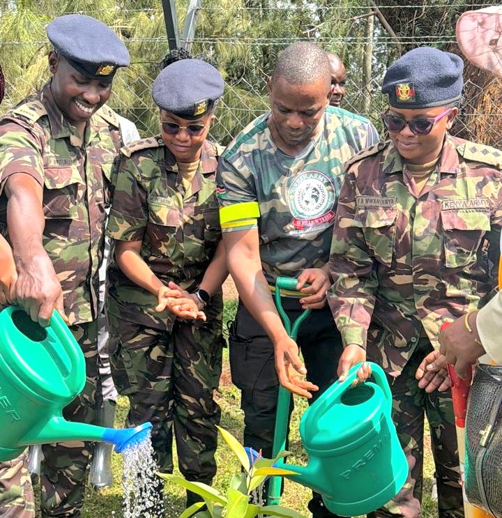 GreenArmyKenya's tweet image. Green Army Team Lead @Israel_Adam_  joined KDF, MDAs &amp;amp; #GreenArmy in a tree planting exercise at the @uonbi under the #GoingGreenGoingClean initiative, advancing national efforts on environmental restoration and climate action ahead of the Green Army TOT programme. #ClimateAction