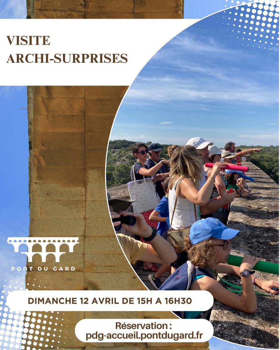pontdugard's tweet image. #VisiteGuidée
Et si le #PontduGard vous révélait ses secrets les mieux cachés ?
Munis de vos jumelles ou de nos « rouleaux super optiks », partez à la chasse aux détails invisibles… et laissez-vous surprendre par une architecture qui murmure à qui sait regarder.
👉 Tout public