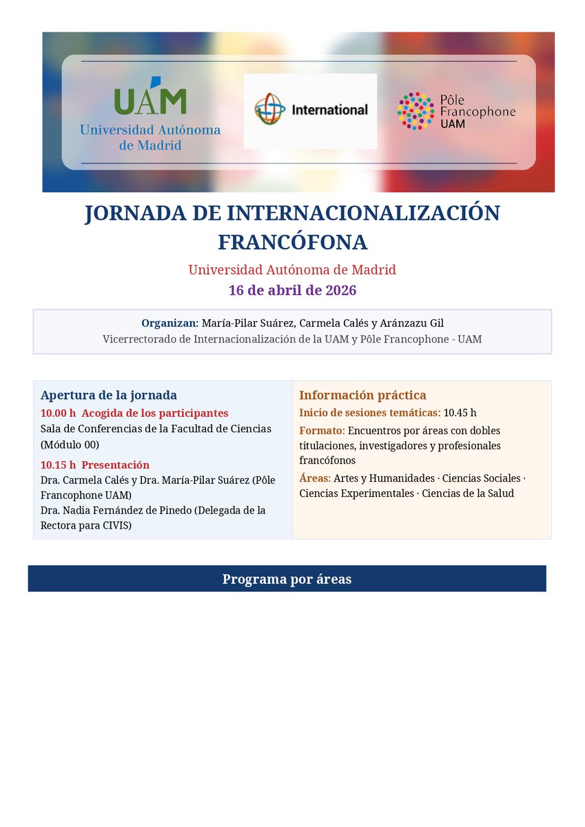 PoleUam's tweet photo. Au programme :
🎓 Rencontres avec des chercheurs et professionnels du monde francophone
🌐 Présentation de doubles diplômes internationaux
🔬 Échanges interdisciplinaires en :
• Arts et Humanités
• Sciences Sociales
• Sciences Expérimentales
• Sciences de la Santé https://t.co/LcFAducDJF