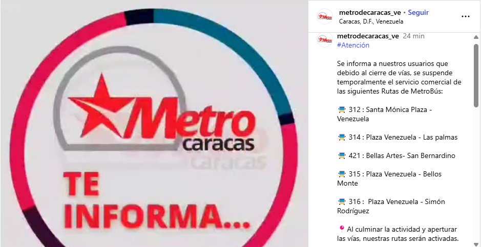 Suspenden temporalmente algunas rutas del MetroBús en Caracas: 9 de abril