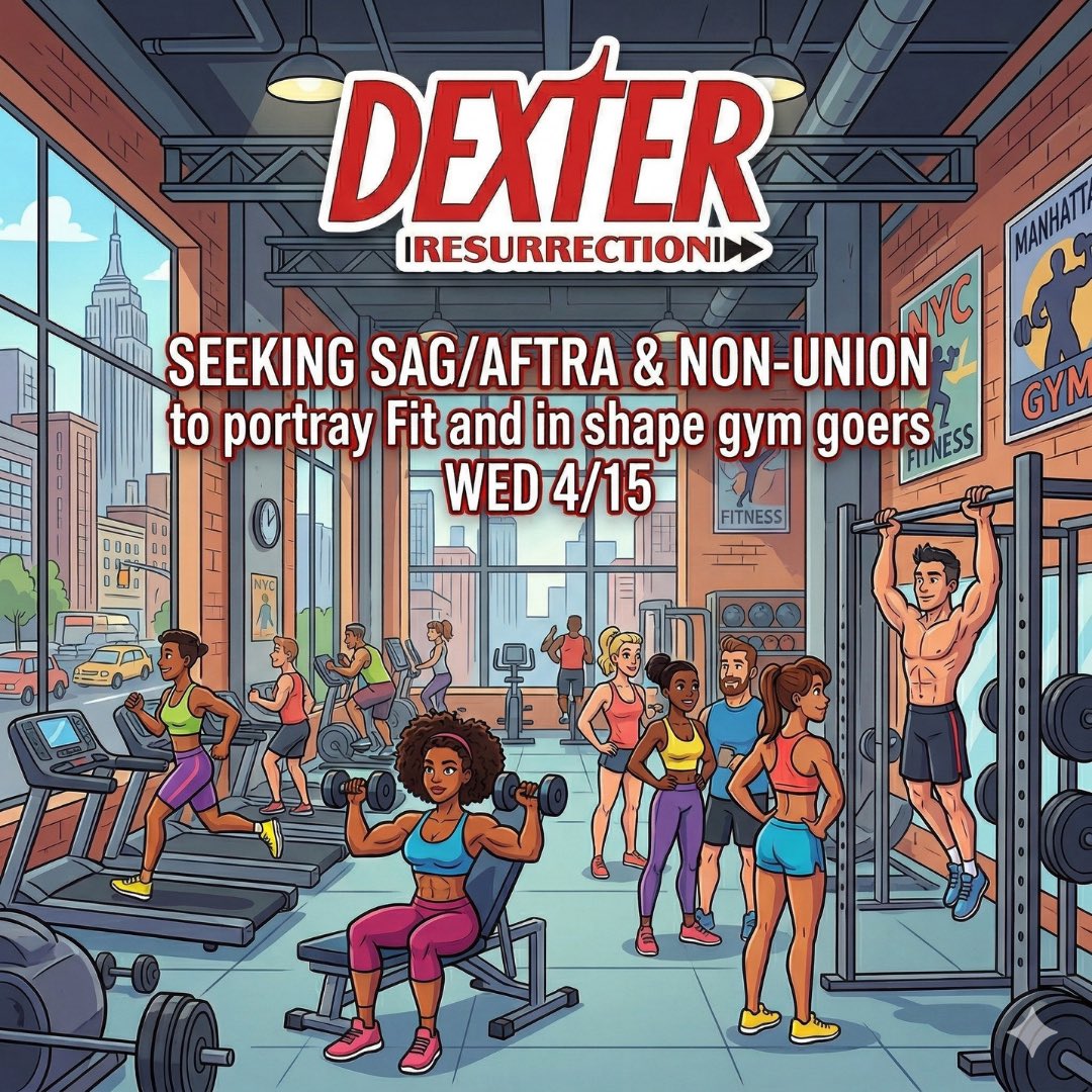 waldroncasting's tweet photo. 🚨 CASTING CALL 🚨
🔥 Ready to step into the world of Dexter: Resurrection? 🔥
We are seeking paid-up SAG-AFTRA actors as well as Non-Union actors to portray 20s–40s, FIT, and IN-SHAPE gym goers 💪🏽🏋️‍♂️ We are seeking athletic gym types. https://t.co/WQAa779ptR