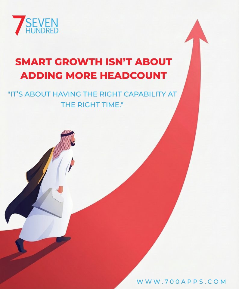 700apps2's tweet image. Hiring more people ≠ scaling.
Real scaling = ability to execute under pressure. In GCC, growth won’t wait—lack of capacity = bottlenecks &amp;amp; slower growth.#WorkforceStrategy #Outsourcing #UAE #KSA #TechTalent #700Apps