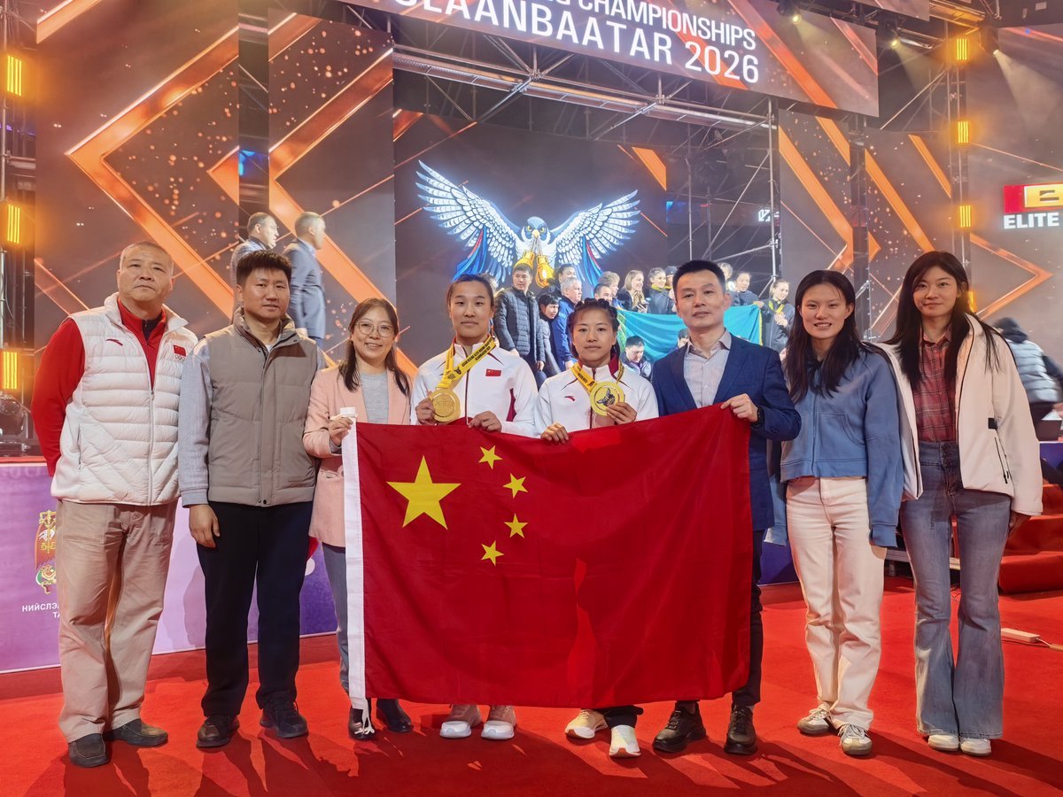 ChnAmbMongolia's tweet photo. "Улаанбаатар 2026" боксын Азийн аварга шалгаруулах тэмцээнд хос алтан медаль хүртсэн Хятадын багт халуун баяр хүргэе! Эмэгтэй тамирчдаараа маш их бахархаж байна! 🥊
​
​Huge congrats to TEAM CHINA on winning TWO GOLD MEDALS in the Asian Boxing Championships! Proud of you girls!🥊 https://t.co/QfusEzqYil