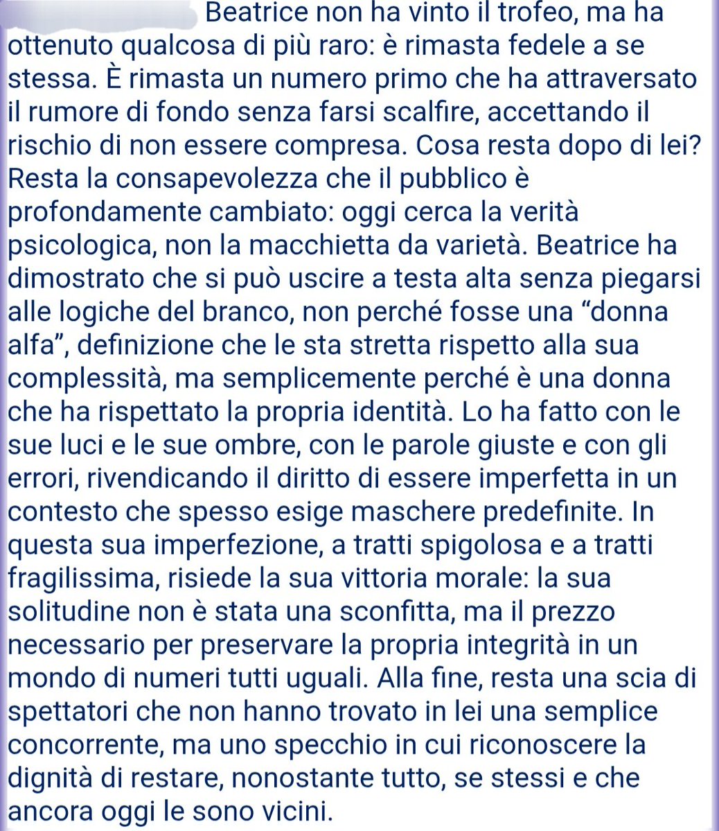A distanza di anni, forse l'articolo che meglio di tutti abbia saputo cogliere quello che è stato il gf di Bea... e quel che ne è conseguito ✨️👏✨️
#briciole