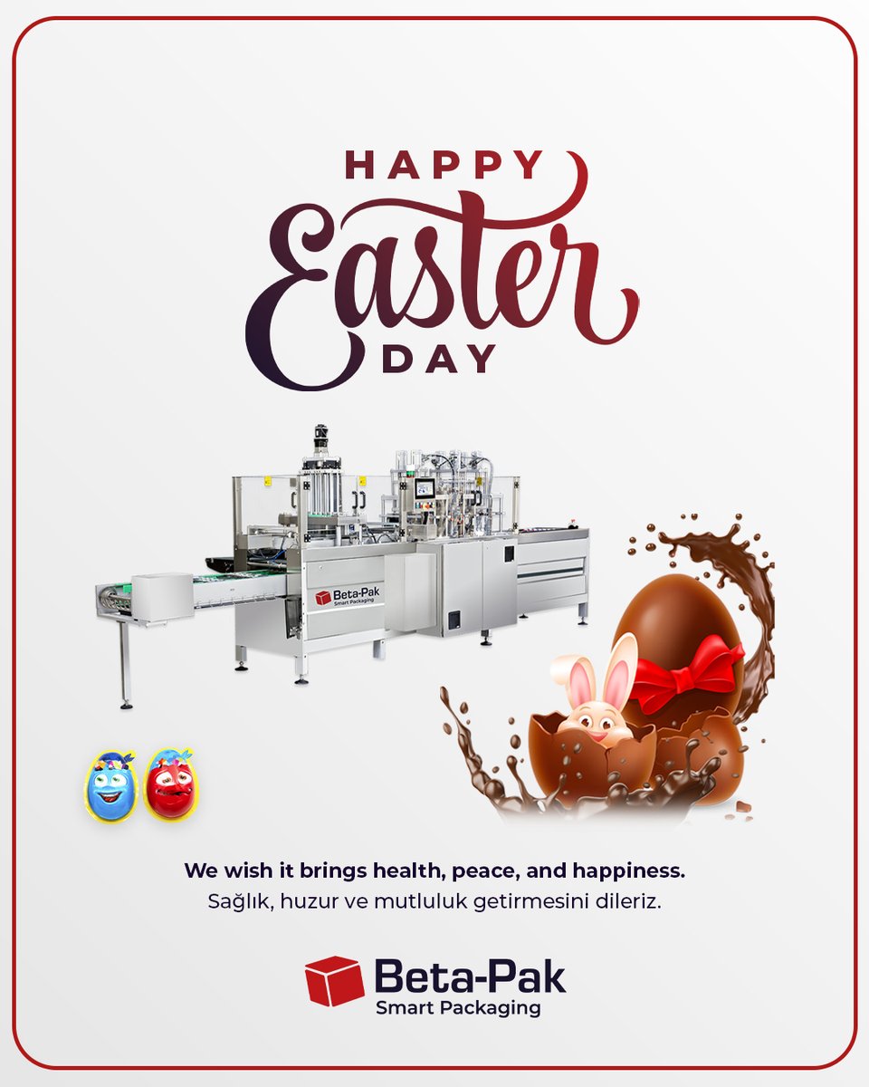 betapakmakine's tweet photo. "Happy Easter! / Mutlu Paskalyalar!”

🥚 https://t.co/wSWnaGCqtN
🌐 https://t.co/RtIliPE1dw
✉️ info@betapak.com
📞 +90 212 597 69 90

#happyeaster🐰 #supriseegg #thermoformingmachine #packagingmachine #mutlupaskalyalar #sürprizyumurta #paketlememakinası #betapak #smartpackaging https://t.co/C2q7KqPnm5