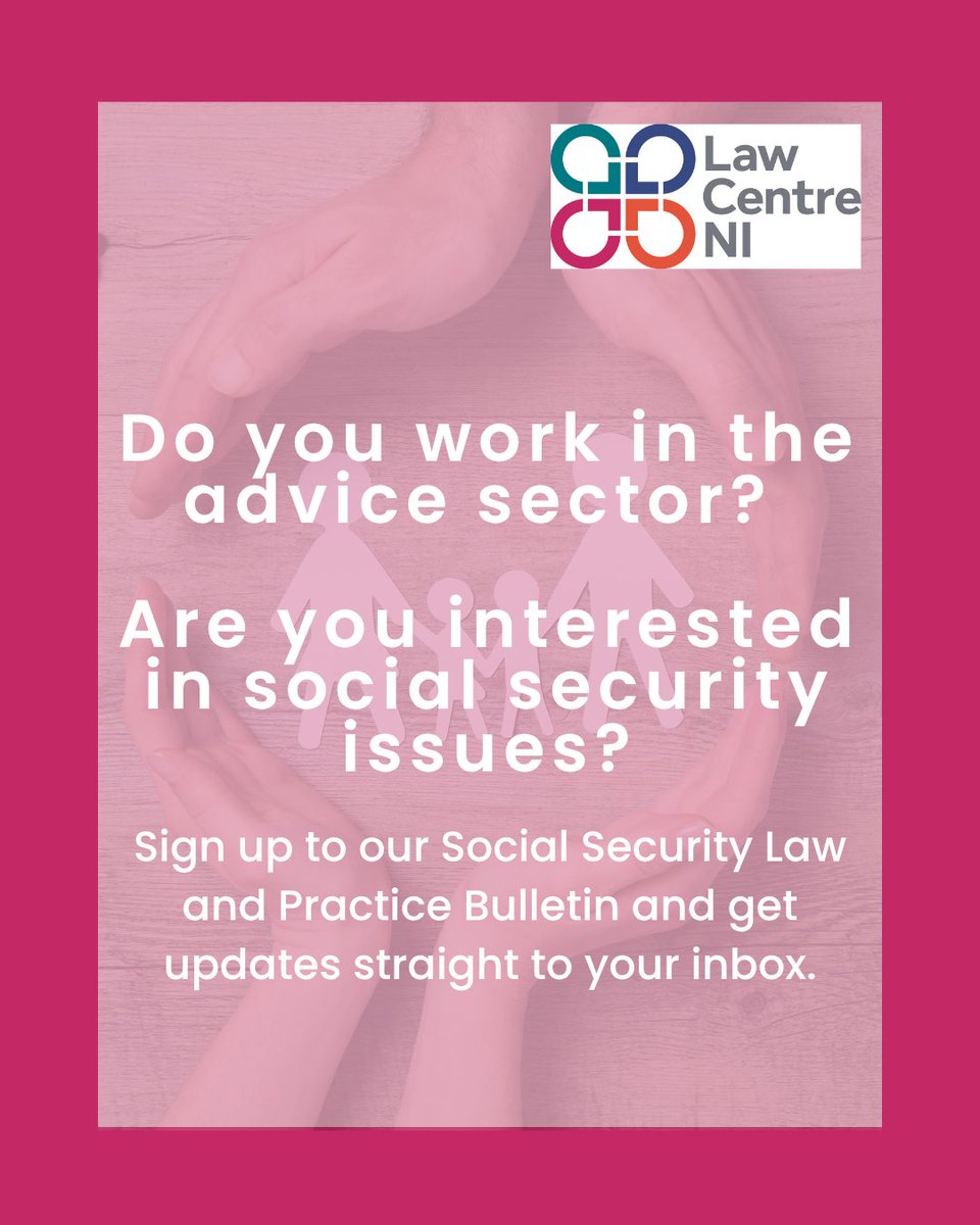 LawCentreNI's tweet image. 📰 Our latest LCNI Social Security Bulletin is live! Read it here: mailchi.mp/7a6dec14b987/l…

📩 Stay updated by signing up for future editions at: lawcentreni.us7.list-manage.com/subscribe?u=ae… #SocialSecurity #LegalUpdates #LCNI