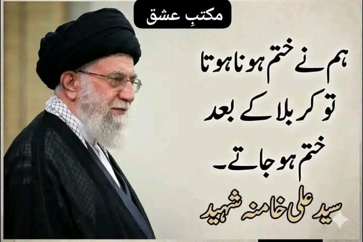 IltafMaral's tweet photo. ہم نے ختم ہونا ہوتا تُو کربلا کے بعد ختم ہوجاتے.
شھید رہبر معظم سید علی خامنہ ای کے سنہری الفاظ. https://t.co/FsAGUACpNk