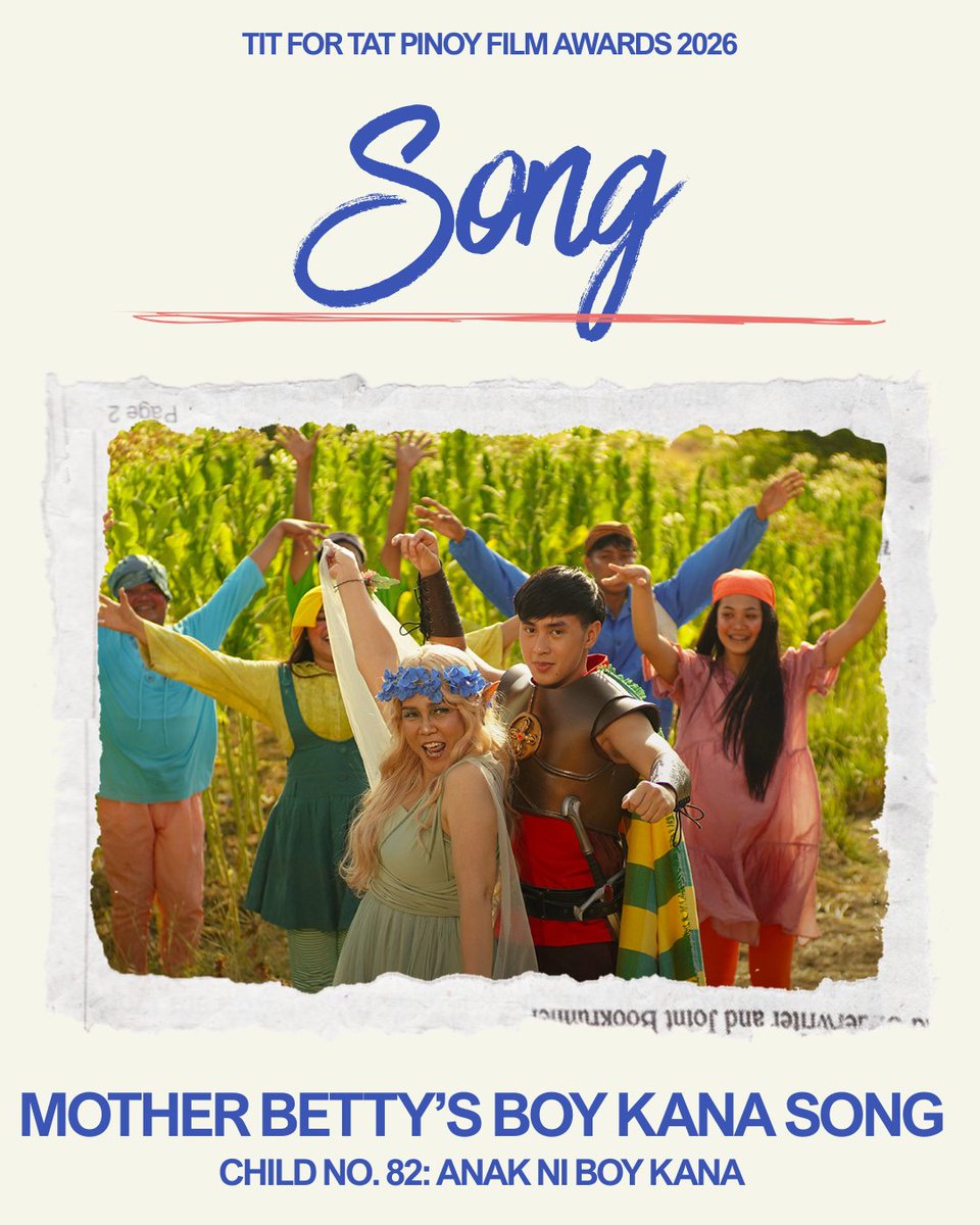 nikowl's tweet photo. 🏆 BEST FILM SOUNDTRACK 🏆

🥇 WINNER: 'MOTHER BETTY'S BOY KANA SONG' from Child No, 82 (Anak Ni Boy Kana)
Performed by: Irma Adlawan

🥈 RUNNER-UP:  'PIPOLIPINAS RAP' from Republika ng Pipolipinas
Performed by: Yian Gabriel

#PinoyTitties2026 

https://t.co/0XytzcDAuA https://t.co/N4e1L6N2vb