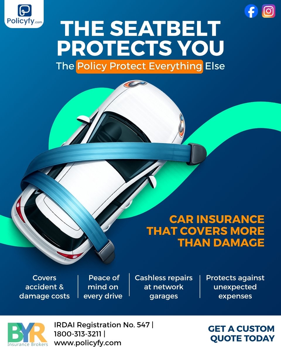 Policyfy_'s tweet image. A seatbelt protects you…
But what protects everything else?

#CarInsurance #DriveSafe #InsuranceMatters #Policyfy #FinancialSecurity #PeaceOfMind