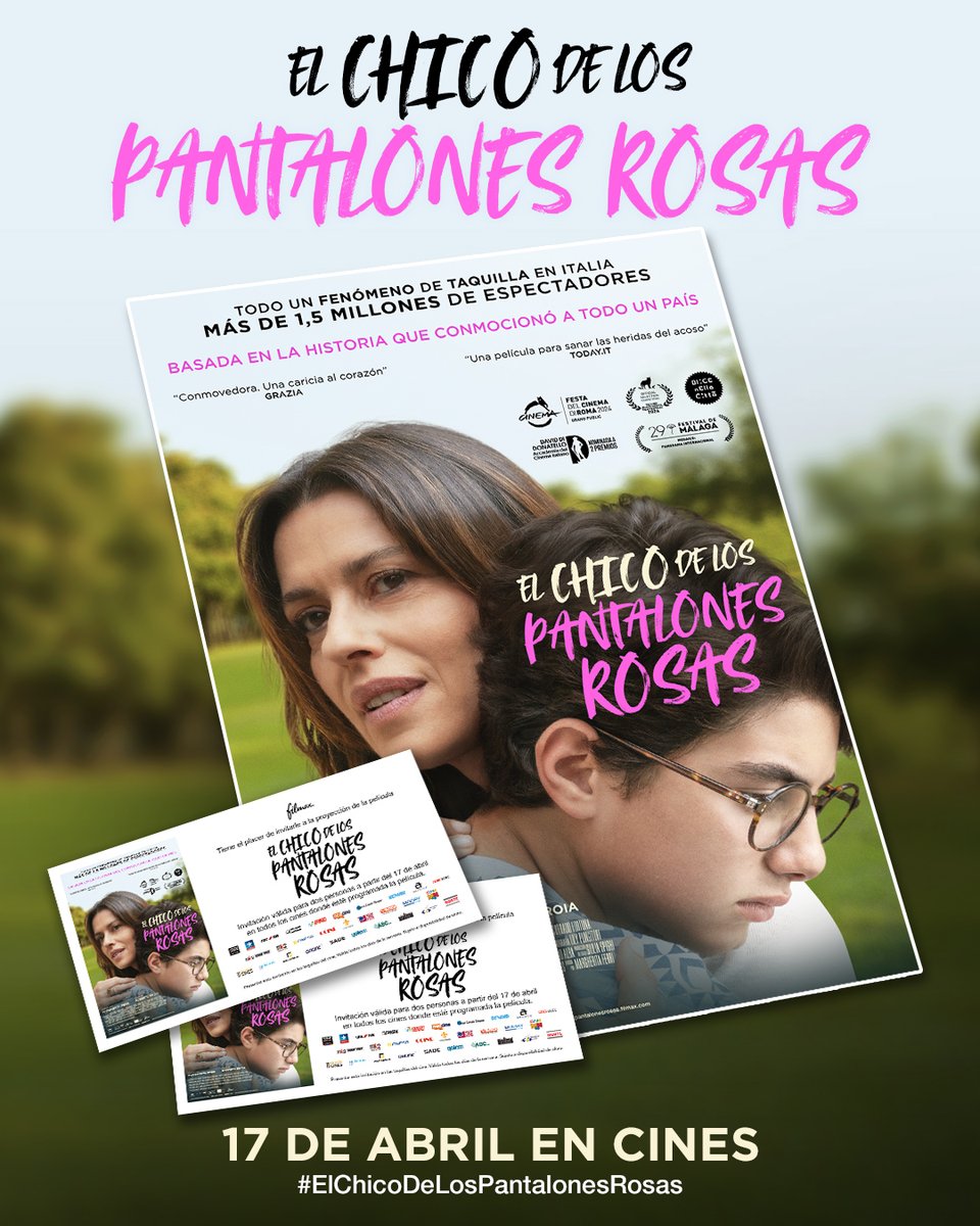 Sorteamos tres entradas dobles para ver en cines #ElChicoDeLosPantalonesRosas Estreno: 17 de abril. Para participar hay que seguir nuestra cuenta y la de <a href="/filmax/">Filmax</a> y retuitear. Plazo límite para optar a una de las entradas dobles: lunes 13 de abril. ¡Mucha suerte!.