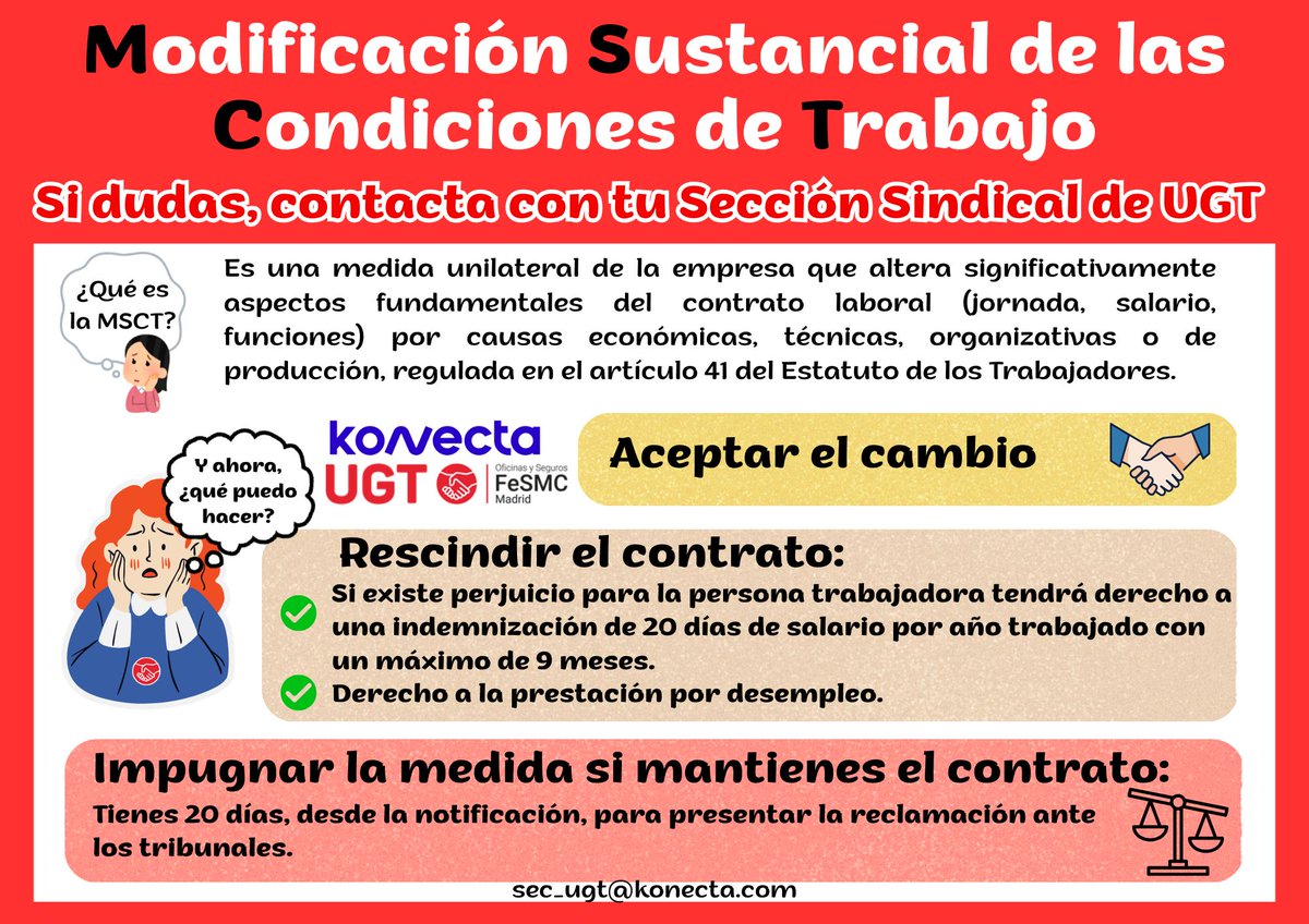 ugtkonectabto's tweet photo. Si #Konecta te comunica una MSCT, ¿sabes qué opciones tienes?
Tu Sección Sindical de #UGT te informa 😉 y si te surgen dudas, contáctanos en el correo sec_ugt@konecta.com
💢 UGT, ORGULLO DE SINDICATO 💢
#fesmcmadrid #UGT #contactcenter #MSCT #Art41 #EstatutoDeLosTrabajadores https://t.co/dxn06if6MH