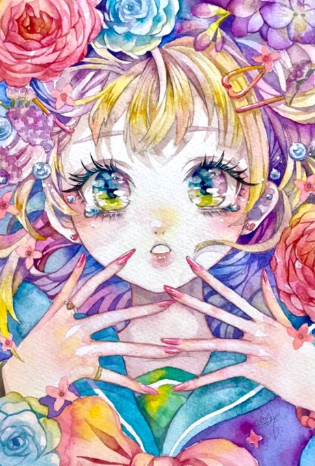 #凍結祭りでフォロワー減ったから自己紹介して逆に増やす 新しい出会いがあると信じております 水彩で色塗りしてます