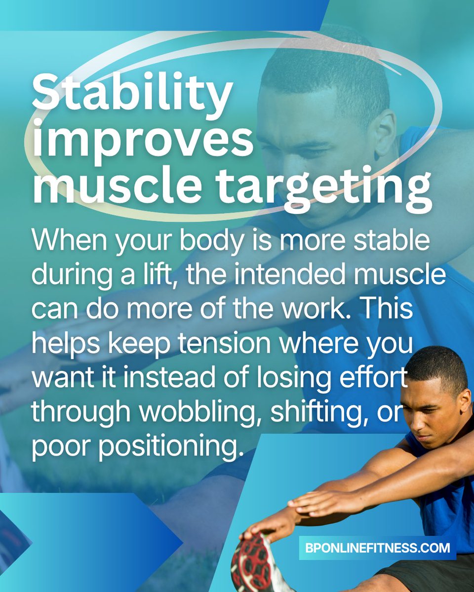 brandonpfit's tweet image. Stability Helps Muscles Grow Better 💪

When your body is stable, force is directed into the target muscle instead of being lost through unnecessary movement, balance corrections, or poor positioning.

#stability #muscle #balance #lgbtq #onlinecoach