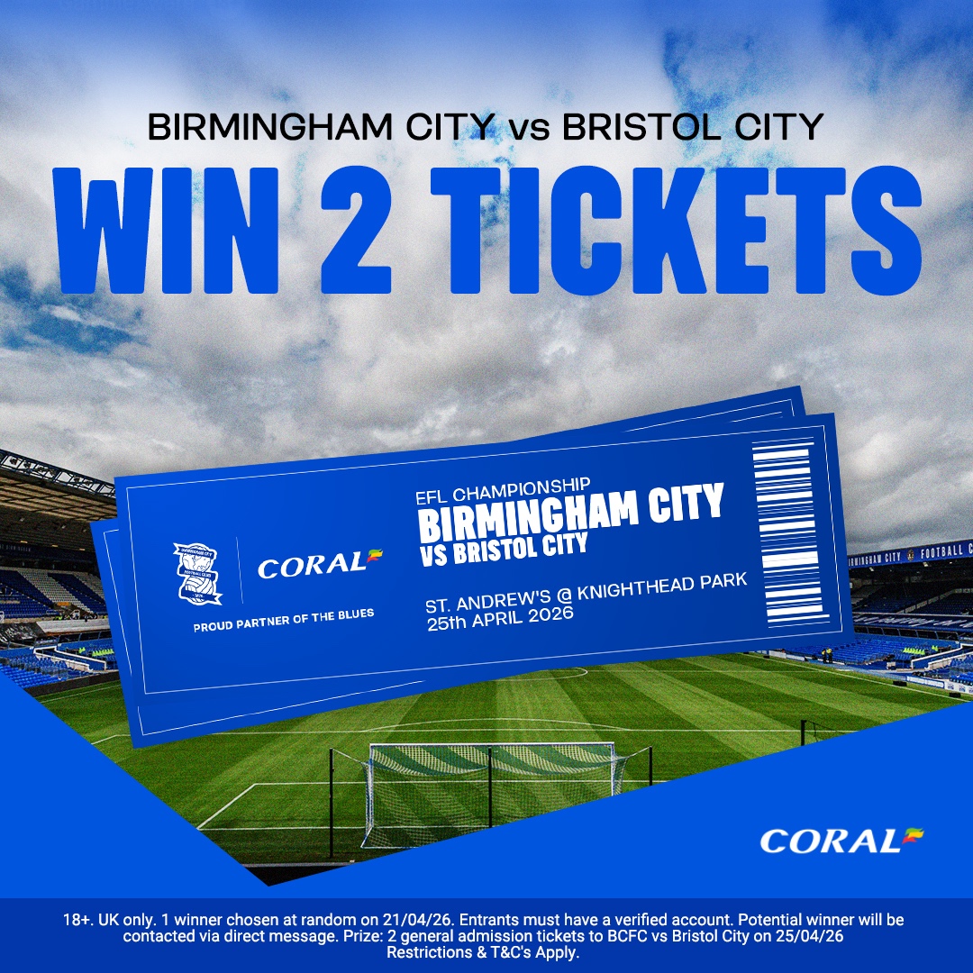 Coral's tweet photo. As the Official UK Betting Partner of @BCFC, we have two tickets to giveaway for their game against Bristol City! 

For your chance to win:

- Follow @Coral
- Like &amp; Retweet
- Reply with favourite #BCFC player

Good luck! 🤞