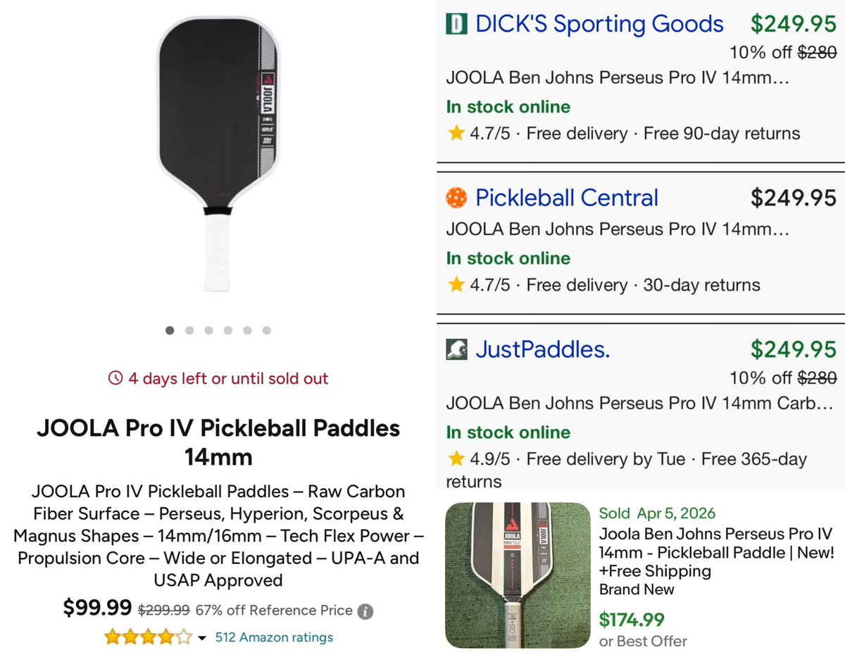 GlitchedDeals's tweet image. $200 OFF JOOLA PRO PICKLEBALL PADDLE

Joola 14mm pickleball paddle now only $100 at Woot

Listed for $250 at retailers, lowest price found online

Free shipping for Amazon Prime members

cutt.ly/7tD7Khzs #ad