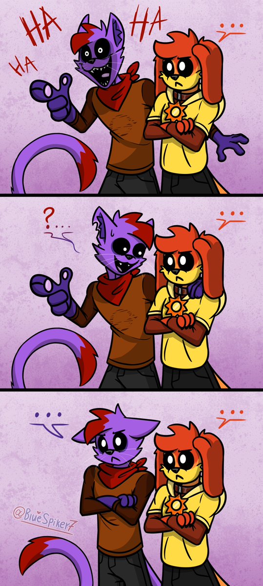 BlueSpiker7's tweet image. (A year before the actual plot)
He's still learning how to be a good guy, give him a chance -3-

#PlaytimeHighSchool #Comic #ArtMeme #PoppyPlaytime #SmilingCritters #SmilingCrittersAU #DogDay #CatNap #DayNap #CatNapXDogDay #FurryArt