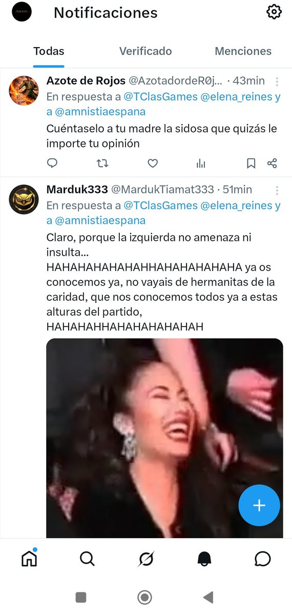 TClasGames's tweet photo. @MardukTiamat333 @elena_reines @amnistiaespana En todos lados cuecen habas. Pero como puedes ver, justo encima de tu notificación, ahí va. Gente que te insulta de cualquier manera en la comodidad de su anonimato. No sé, hay que tener una vida muy triste para ir insultando en casa comentario sin dar ningún argumento. https://t.co/xSKiGWe7RS