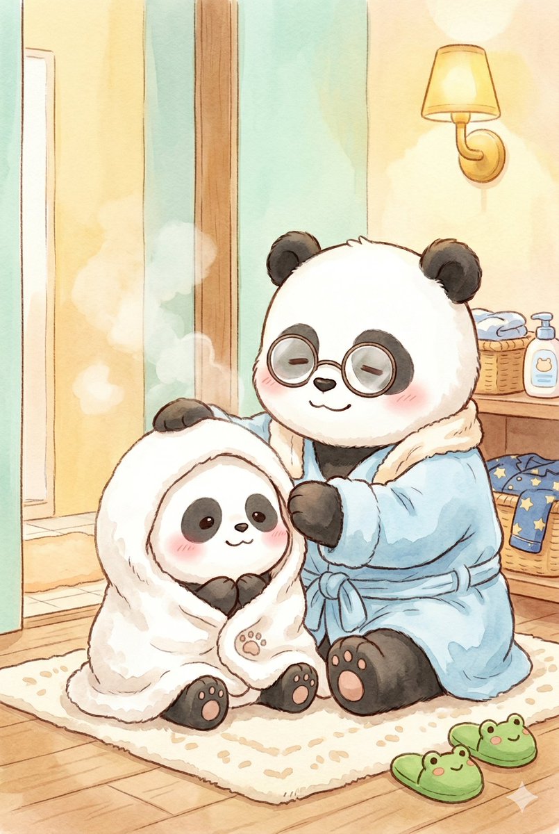 Panda_Studio_Ai's tweet image. 『風邪ひかないようにね』
#パンダ #panda #AIart #パンダ親子