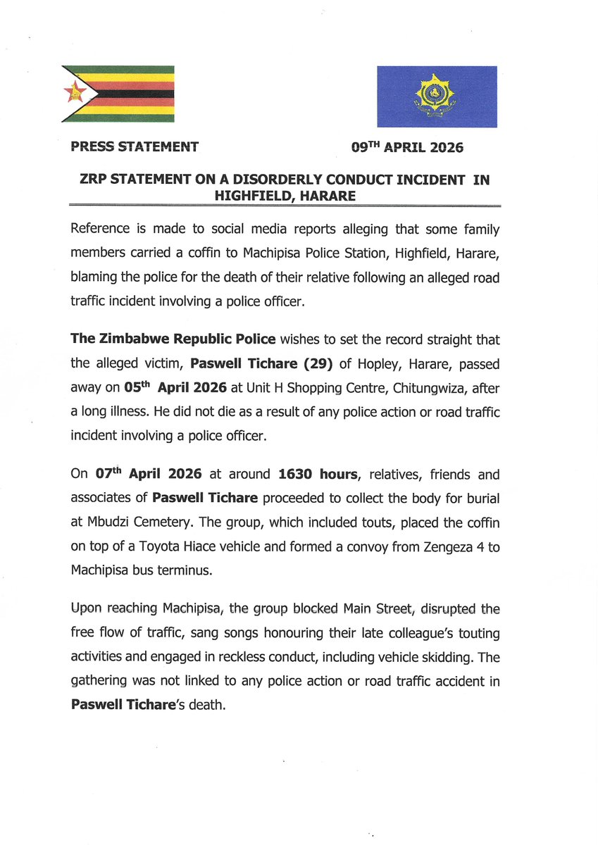 Zimbabwe Republic Police tweet media