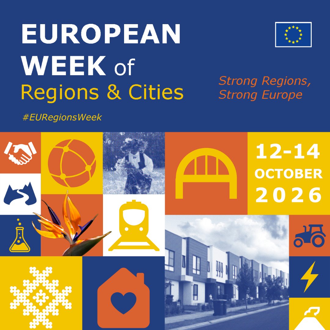 EUinmyRegion's tweet image. 📢 Still time to apply for #EURegionsWeek 2026!

Join Europe’s leading #CohesionPolicy event in Brussels (12–14 Oct) under the motto “Strong Regions, Strong Europe”

Organise a session and showcase your work.

🚨 Deadline: 26 April 2026

Apply now 👉 eu-regions-week.europa.eu/euregionsweek-…