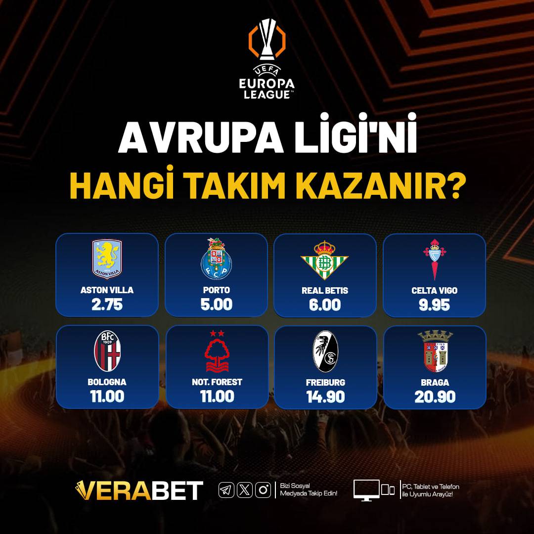verabetcom's tweet photo. 🇪🇺 UEFA Avrupa Ligi'ni hangi takım kazanır?

🏆 Favorine en yüksek oranlarla bahis yap!

🔗 Verabet - https://t.co/C5Am7uxqOW

#Verabet #VerabetGiriş https://t.co/QD0CYNIMxt