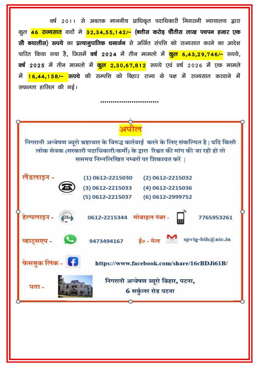 Vigilance Department Bihar tweet media