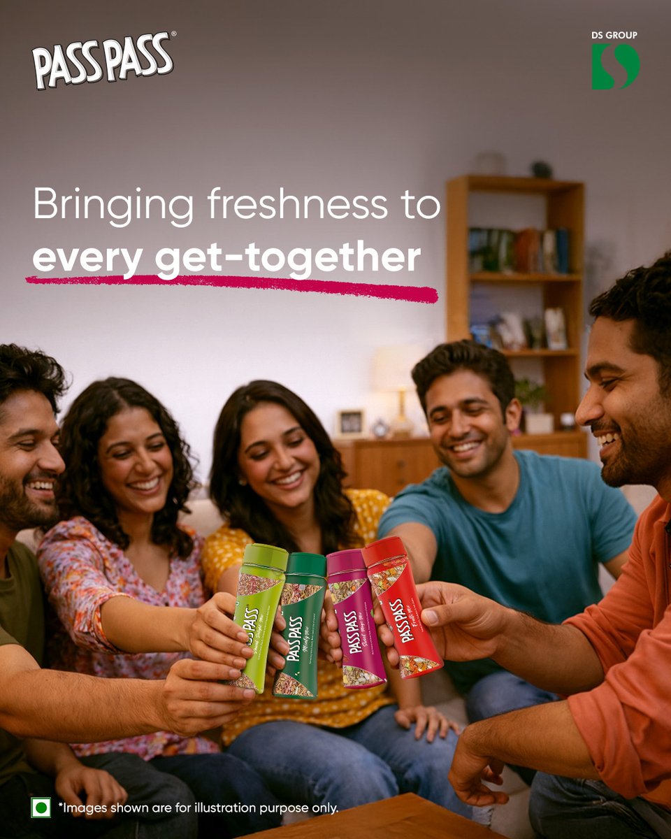 Jab saare dost aayein saath toh taazgi rahe Pass Pass! Add a burst of freshness to every catch-up session. 

#PassPass #freshness #freshflavours #togetherness