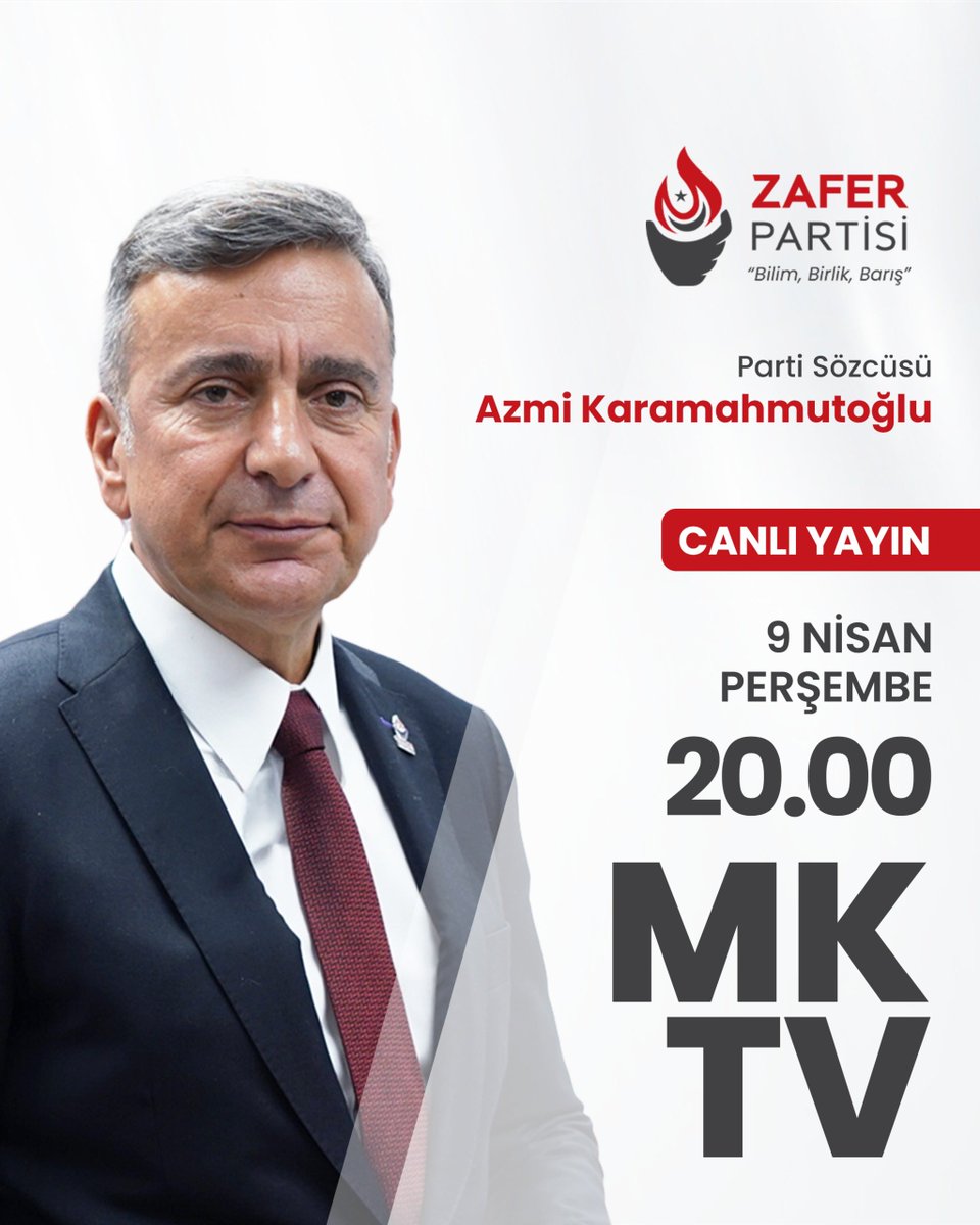 Parti Sözcümüz Azmi Karamahmutoğlu, bugün (9 Nisan Perşembe) saat 20.00'de MK TV ekranlarında Gizem Fidan'ın canlı yayın konuğu olacaktır. 

🗓️ 9 Nisan Perşembe
⏰ 20.00
📺 MK TV

#ParolamızZafer