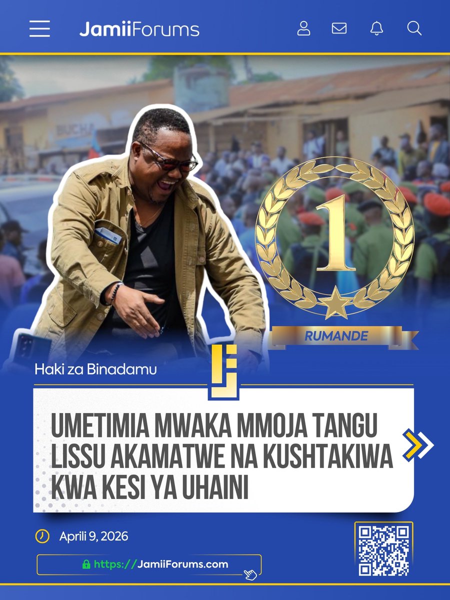 JamiiForums's tweet image. Chama cha Demokrasia na Maendeleo (#CHADEMA), leo Aprili 9, 2026 kinafanya kongamano la Mtandaoni kuadhimisha Mwaka mmoja tangu kukamatwa kwa kiongozi wake, Tundu Lissu ambapo Katibu Mkuu wa Chama cha Orange Democratic Movement (#ODM) cha Kenya, Edwin Sifuna atakuwa mgeni rasmi.