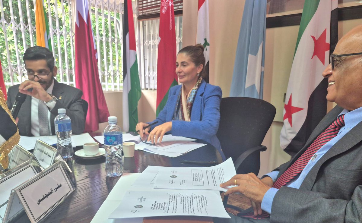 YemenEmbPta's tweet photo. Yesterday, the Embassy🇾🇪 participated in the meeting of the Council of Arab Ambassadors, held at the League of Arab States Mission in Pretoria🇿🇦. The meeting was opened and the attendees welcomed by Her Excellency Ambassador Hanan Jarar of Palestine,🇵🇸 Deputy Dean of the Arab Diplomatic Corps, and chaired by His Excellency Ambassador Faisal Al-Harbi of Saudi Arabia🇸🇦,   1/2