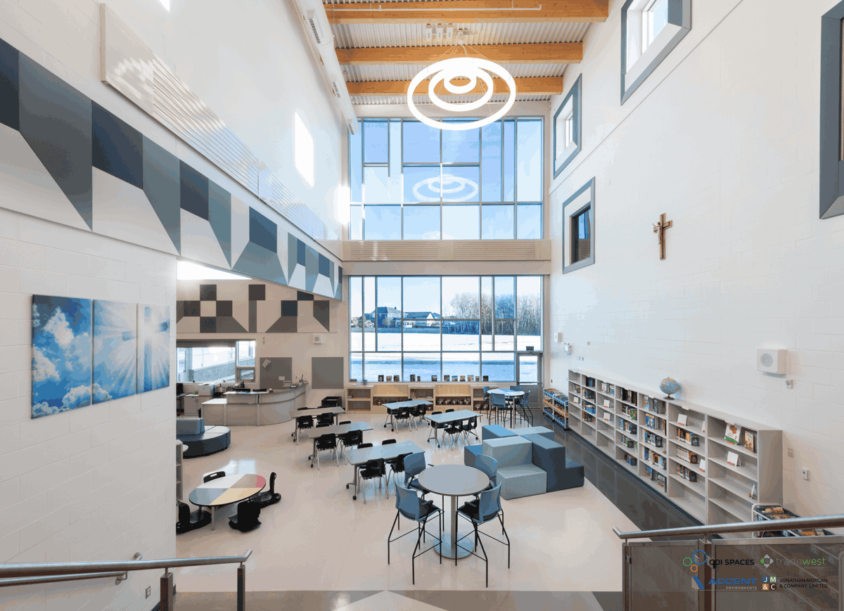 accentlearn's tweet photo. Located in Grande Prairie’s O’Brien Lake subdivision, École Catholique Louis Riel is a French immersion pre-K to Grade 8 school designed to support modern learning🤩 

Learn more about the project: https://t.co/PnHzGGY4ix 

#projectspotlight #creatingspaces #transforminglives https://t.co/U2xhApezUP