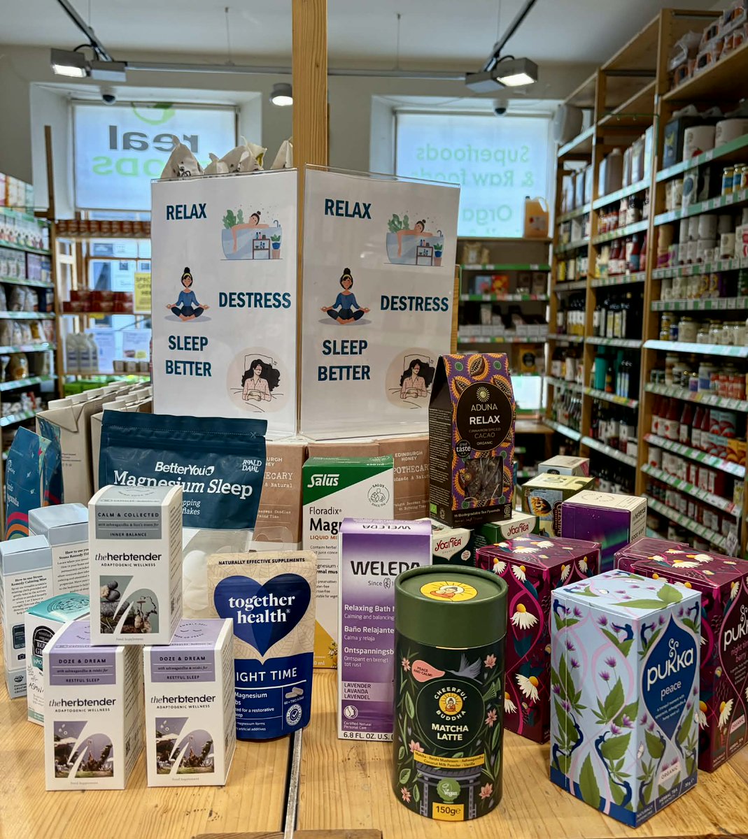 realfoods_uk's tweet image. Our current display is packed full of products to help you relax, destress and sleep better 😴 🌙 

Come in and take your pick ✨ 

#realfoods #sleep #destress #relax #edinburgh